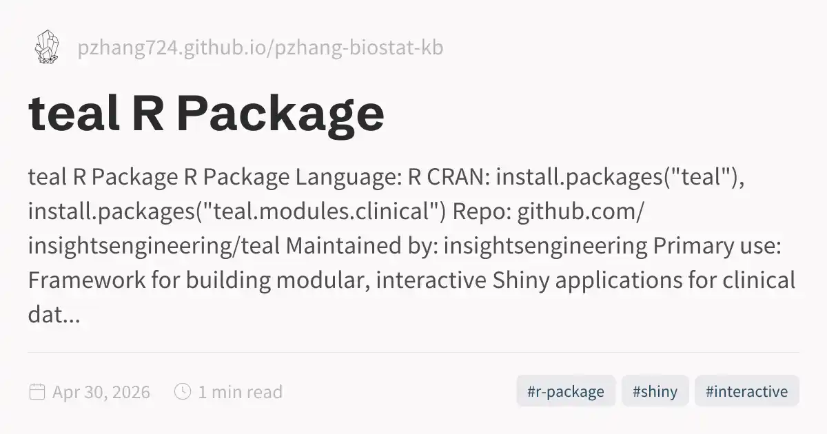 teal R Package