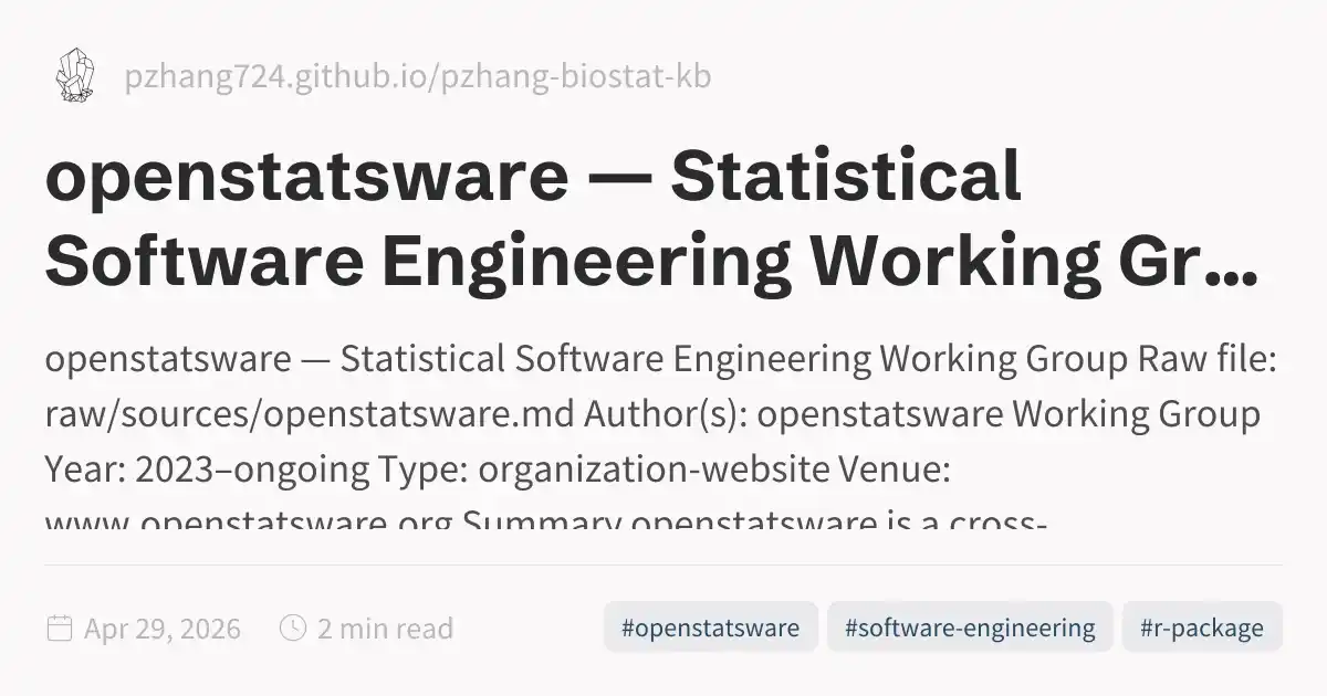 openstatsware — Statistical Software Engineering Working Group